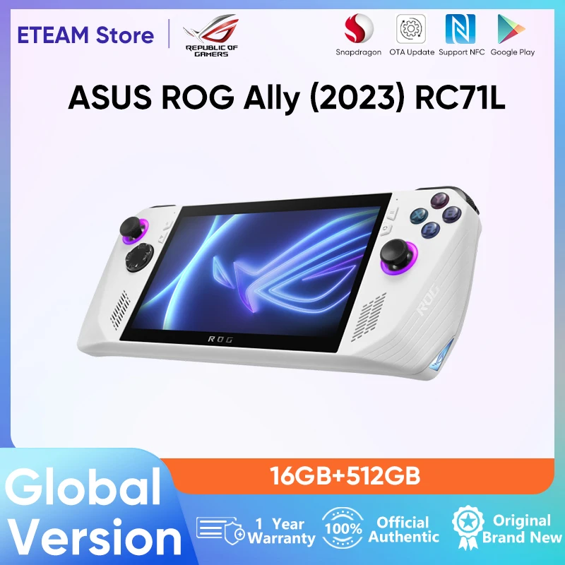 Игровая консоль ASUS ROG Ally (2023) RC71L AMD Ryzen Z1 Extreme RDNA3, портативный игровой ноутбук, графика, 120 Гц, охват 512 ГБ для Windows