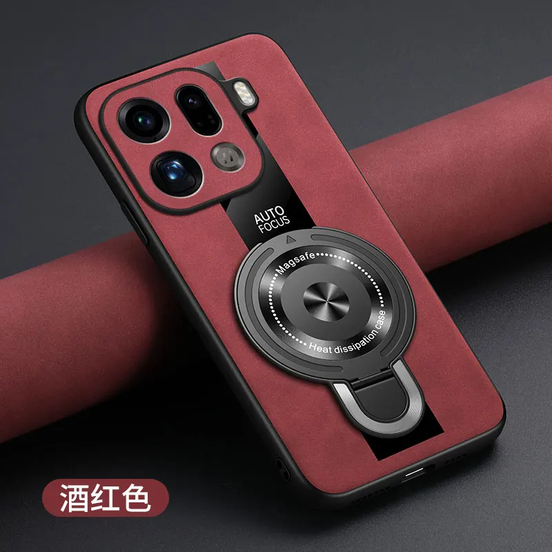 Luxury Sheepskin Leather Silicone Case with Magnetic Ring Holder - Shockproof Plexiglass & Premium PU Cover