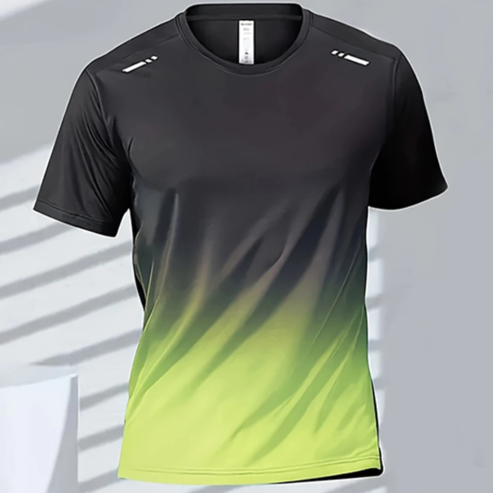 Camisetas para hombre Camiseta deportiva Camisetas de manga corta con degradado de secado rápido Entrenamiento al aire libre Entrenamiento de baloncesto Ropa para correr para hombre