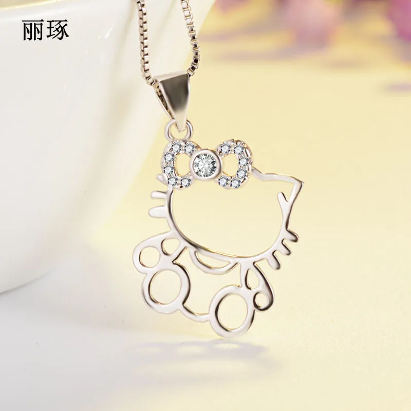 NEW SILVER PLATED HELLO KITTY LOVE NECKLACE JEWELRY SANRIO USA KITTY KITTEN  CAT