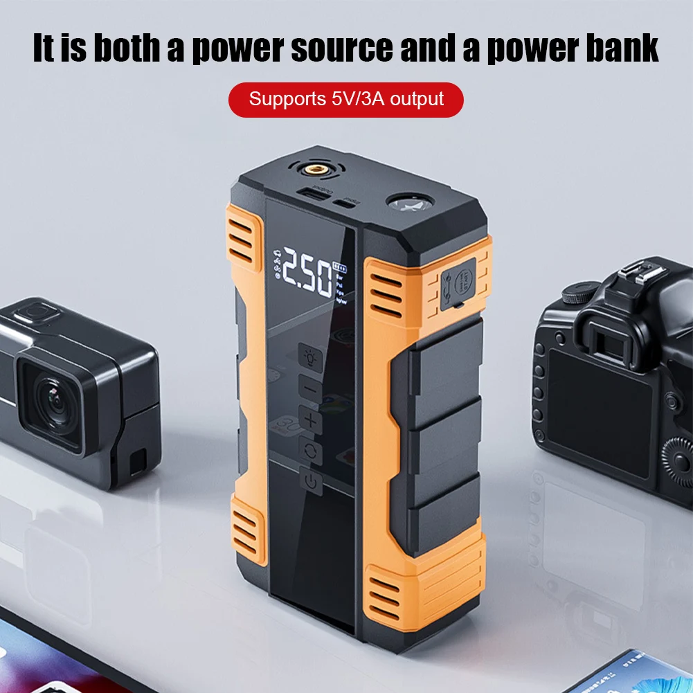800A Car Jump Starter Power Bank 4 In 1 Air Compressor Tire Inflator 20000mAh Portable Battery Booster with LED Flashlight