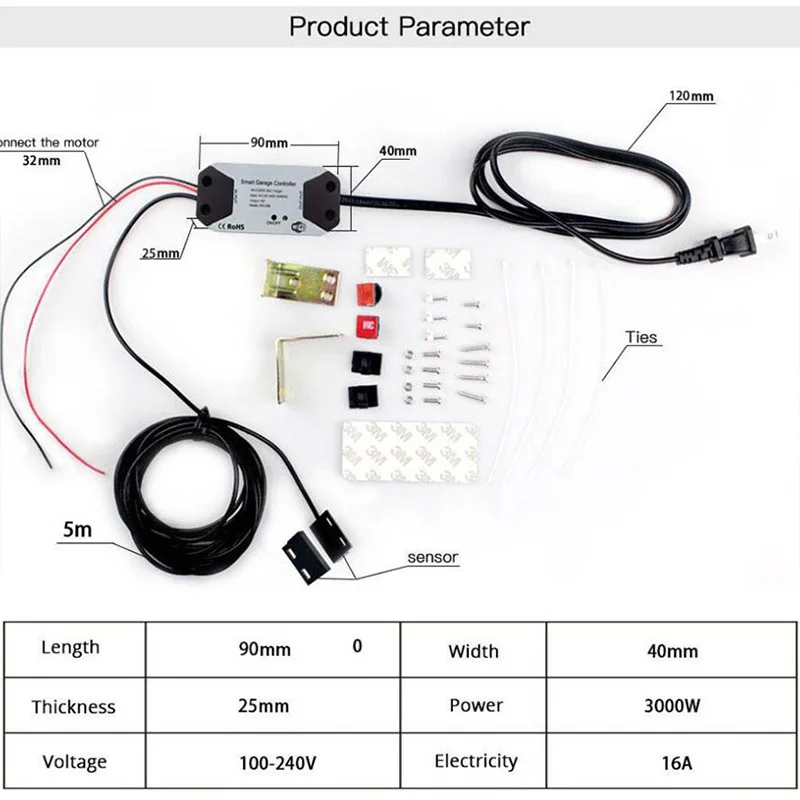 NEW WiFi Switch Smart Garage Door Opener Controller Work With Alexa Echo Google Home SmartLife/Tuya APP Control No Hub Require