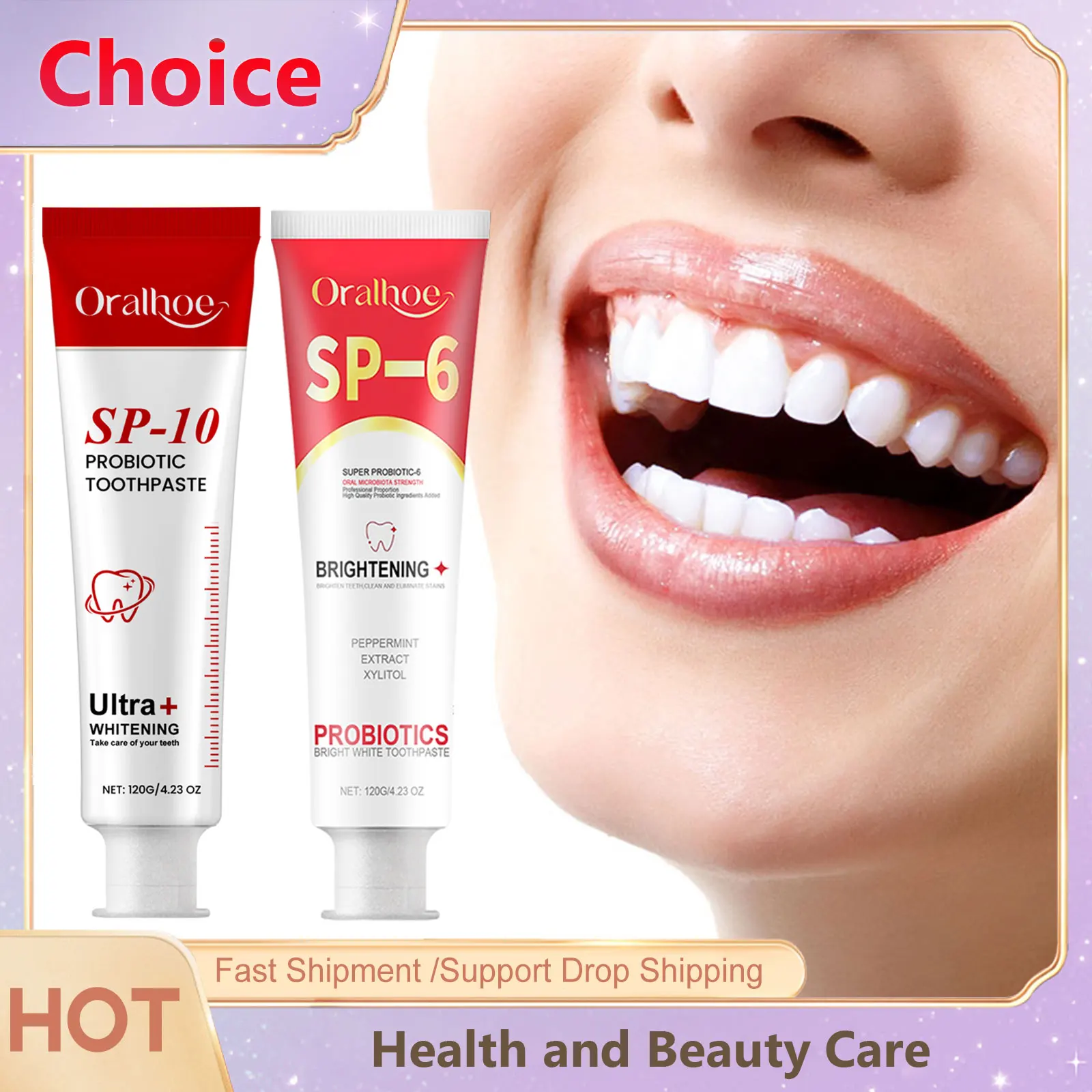 Sp-10 Probiotic Whitening Toothpaste Brighten Stain Removing Sp-6 Fresh Breath Improves Gum Health Reduces Tartar Teeth Whitener teeth whitening product tooth powder