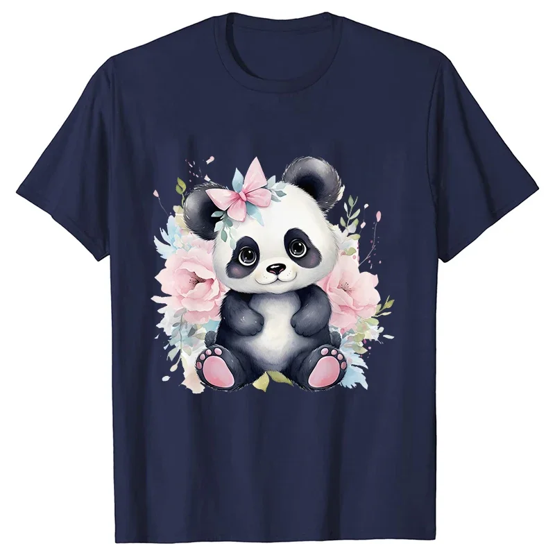 Cute Panda Printed T-Shirt Women Summer Short Sleeve Y2k Tops Fashion Hip Hop Tee Clothes Breathable Comfortable Casual T Shirt 2