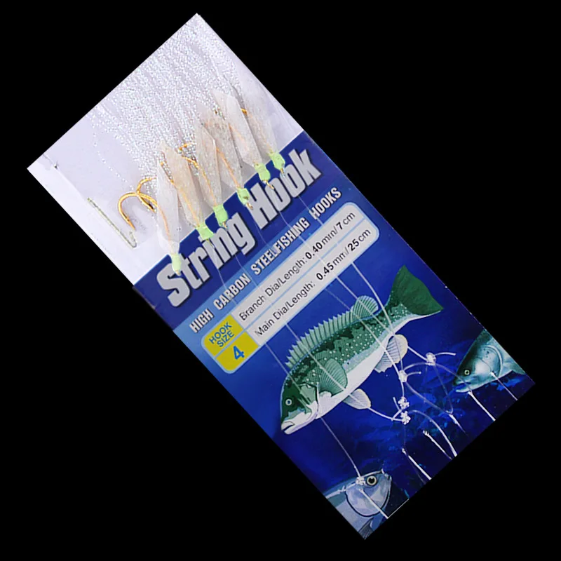 5 montages sabiki avec perles lumineuses - Bas de ligne pêche avec hameçons acier carbone pour eau douce et mer