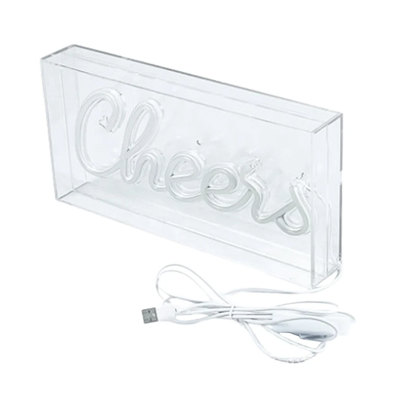 

Cheers Neon Sign USB LED Sign Desk Lightbox Cheers Neon Bar Sign 3D Wall Neon Warm Light Sign for Party Decor Neon Light A