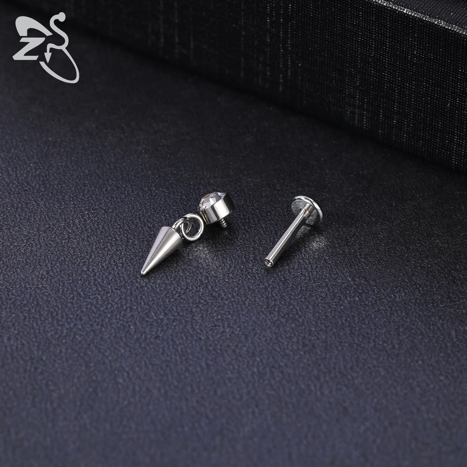 ZS 1 Piece 16G Stainless Steel Stud Earring Zircon Drop Earrings Tassel Pendant Ear Helix Conch Cartilage Piercing Jewelry 6/8MM