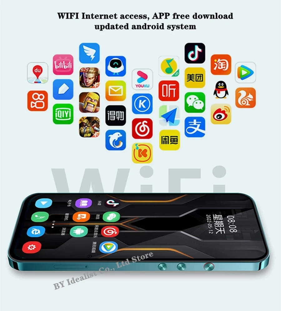 Mp4 נגן Bluetooth Wifi אנדרואיד מסך מגע Hifi מתכת מוסיקה מקליט 64gb Mp3 וידאו נגן TF כרטיס רמקול משלוח אפליקציה MP4 תיק image_2