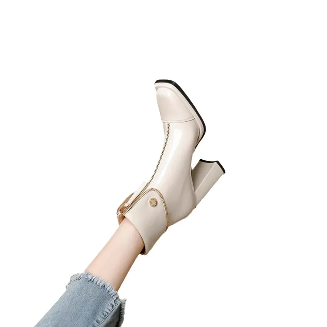 

2024 New Square Toe Warm Ankle Boots for Women Fashion High Heel Women's Shoes Botas Mujer Fashion Short Boots Women Zapatos
