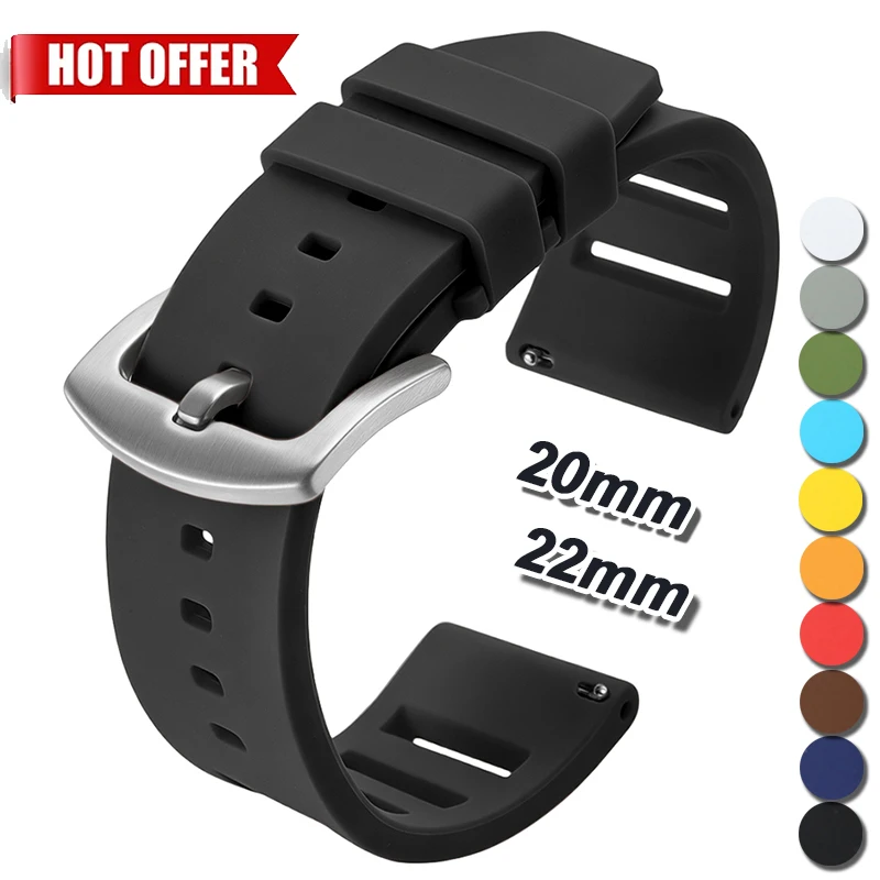 Waterproof Sport Silicone Watch Strap - Quick Release Soft Bracelet Replacement