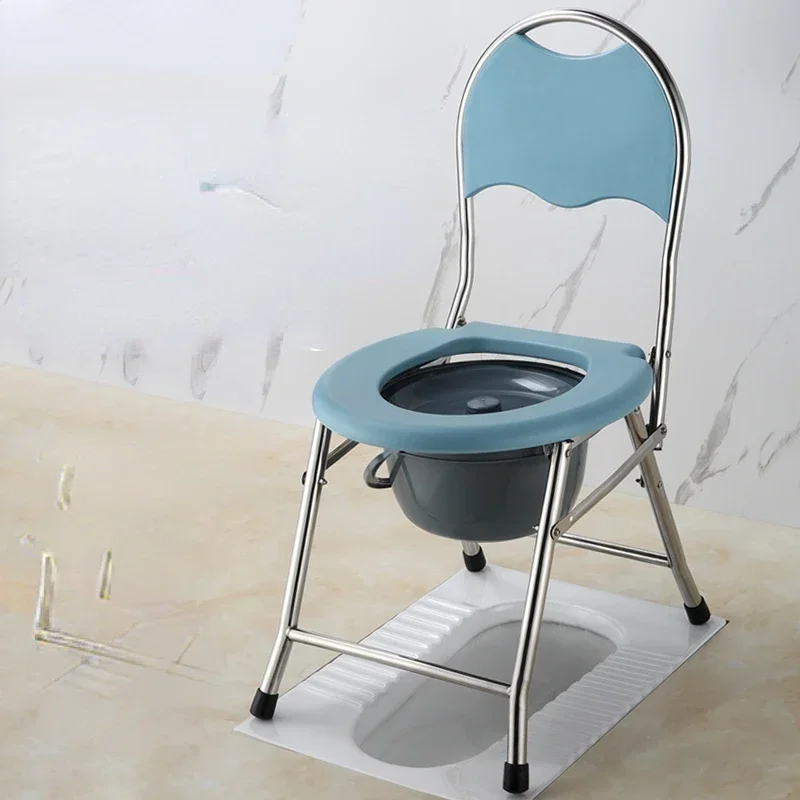 Foldable Elderly Toilet Chair Hygienic and Movable Lavatory, Ideal for Disabled and Maternity Use, Easy to Sanitize Commode