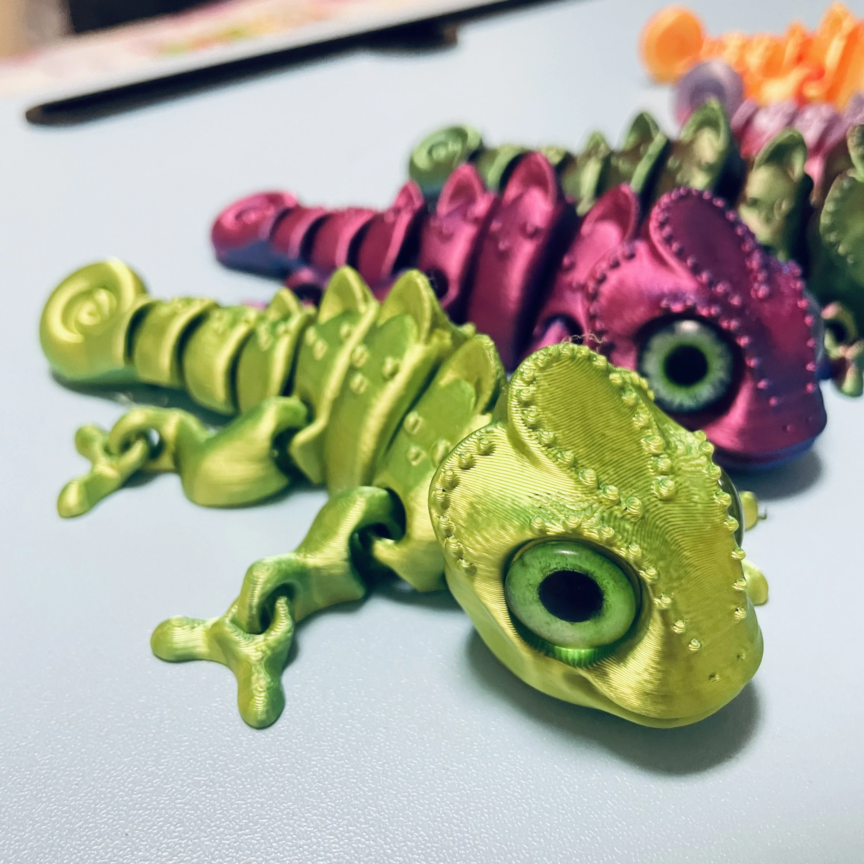 New 3D Printing Chameleon Figures Multi-joint Movable Simulation Eyes for Home Accessories Kids Gift Room Decoration 3d Принтер