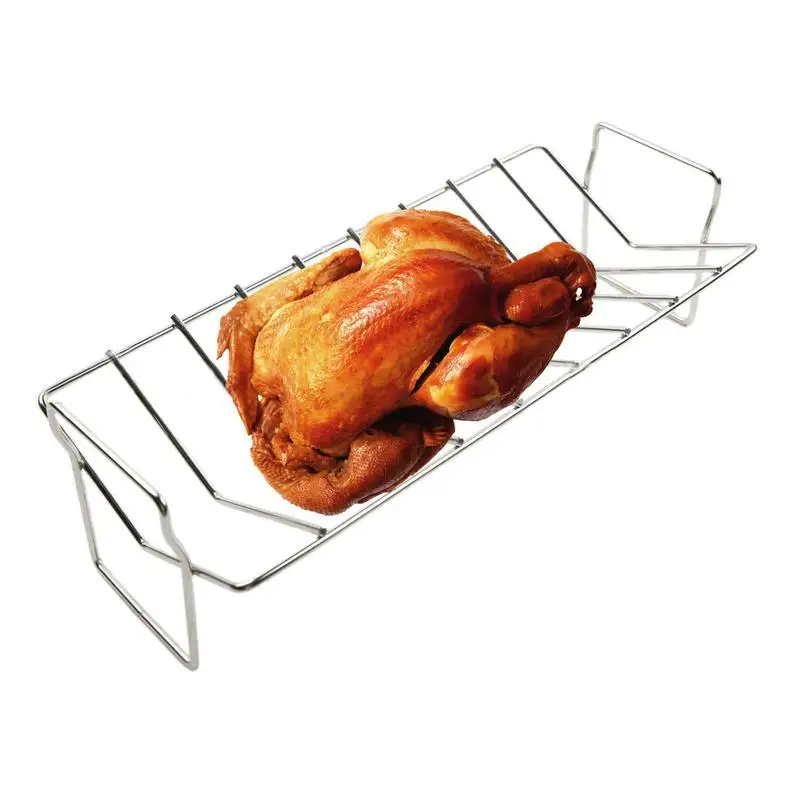 

Rib Rack Roasting Stand Grilling Smoke Rack Smoker Accessories Barbecue Stand Holder Turkey Roaster Rack V-Shape Roasting Stand