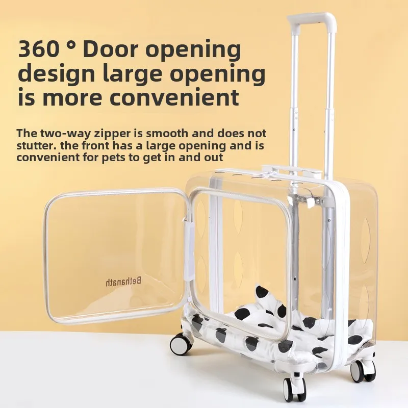Cat Pet Trolley Case Panoramic Large Capacity Transparent Luggage Outdoor Portable Pet Supplies Travel Trolley Case