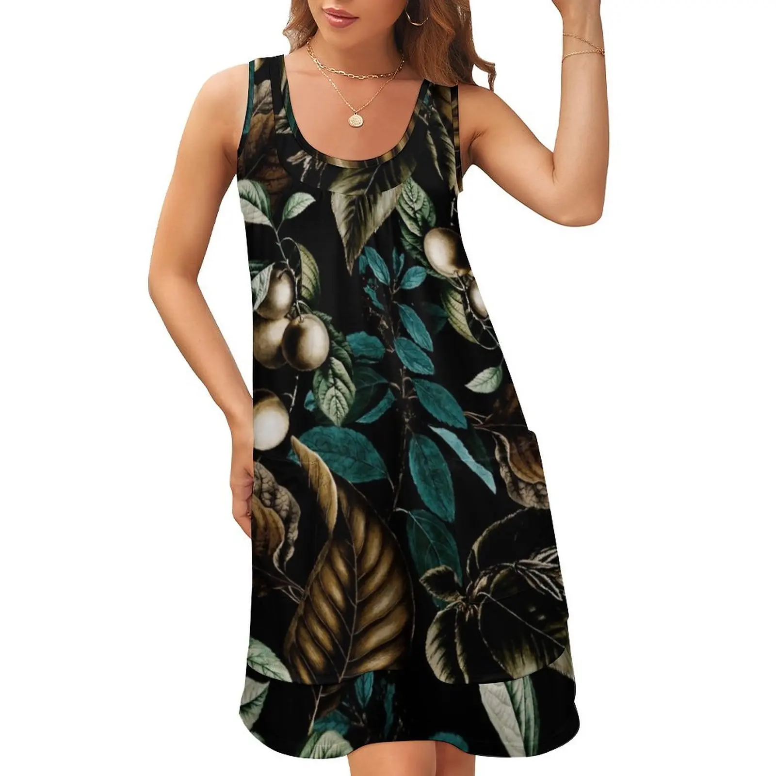 

Tropical Night Sleeveless U-Neck Fake Two Piece Dress dresses ladies 2024 summer cute dress