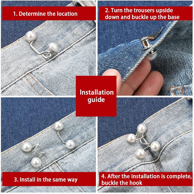 5 Sets Pearl Jeans Button Pins Pants Snap Fastener Adjustable Tightener  Waist Buckle DIY Clothing Jeans