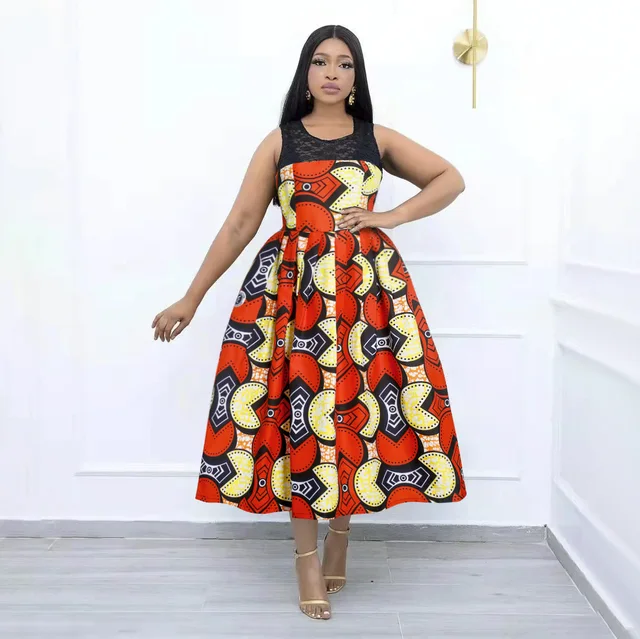 Adeola Lace Sleeve Ankara  Gown - Image 4