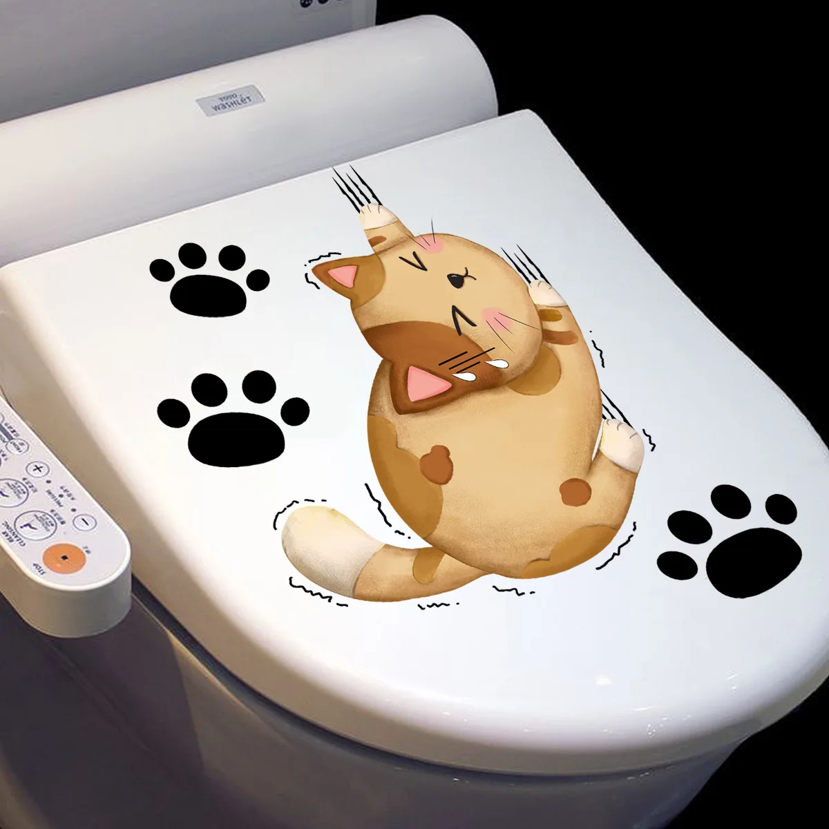 3D 고양이 벽 스티커, 구멍 보기 변기 스티커, 욕실 거실 홈 장식, 동물 비닐 데칼, 아트 귀여운 스티커, 벽 포스터