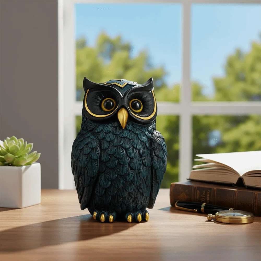 Europe Style Cute Owl Statue Decorative Resin Crafts Animal Statue Vintage Owl Figurine Office Table
