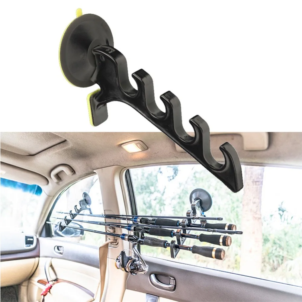 

1Pcs Portable With Suction Cup Fish Tackle Angling Tool Wall Mount Pole Rack Fishing Rod Racks Car Holder