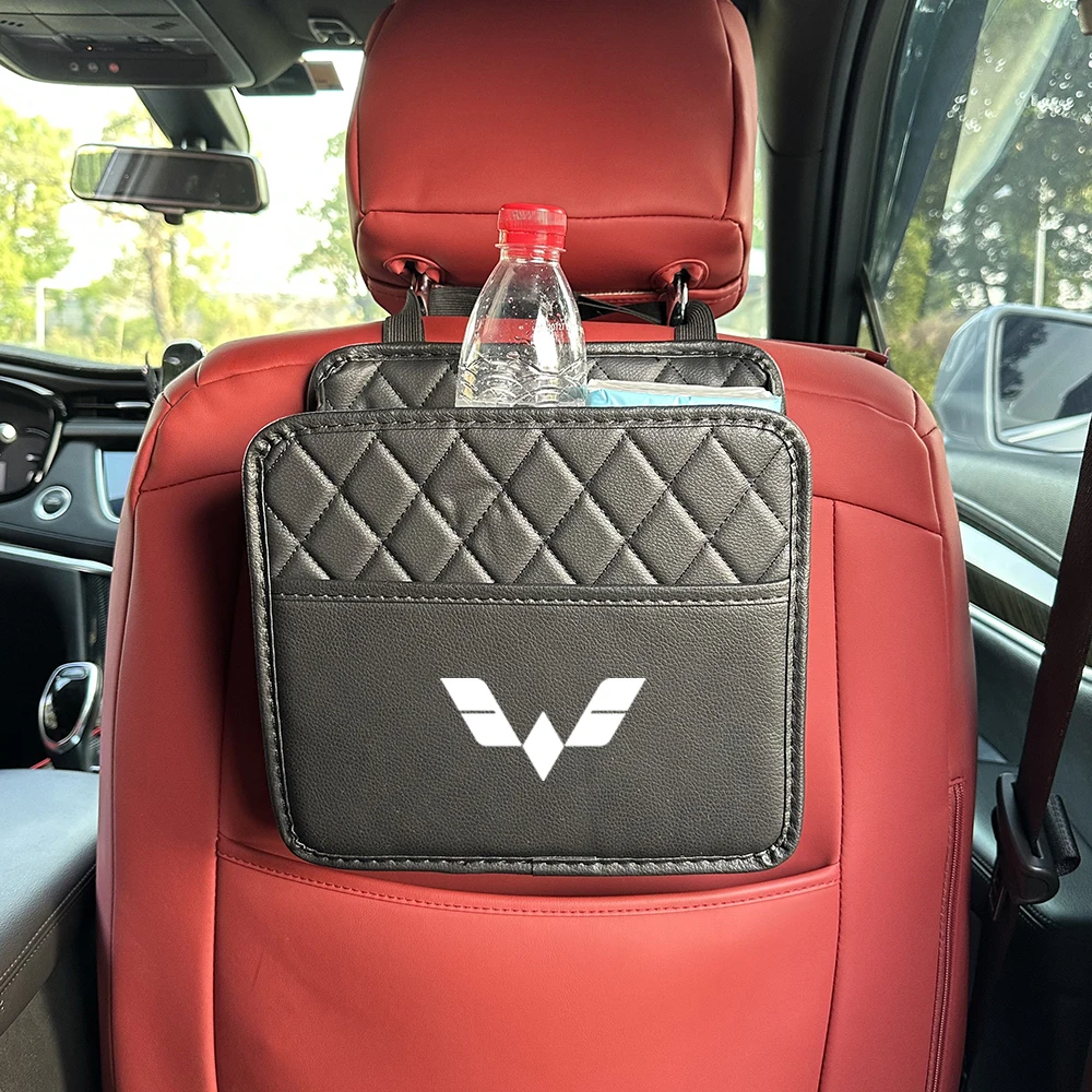 Стайлинг автомобиля, кожаная подвесная сумка для хранения на спинку сиденья автомобиля, сумка для хранения для sаик Wuling Jiachen Xingchen, бинго, Xingchi Victory Mini