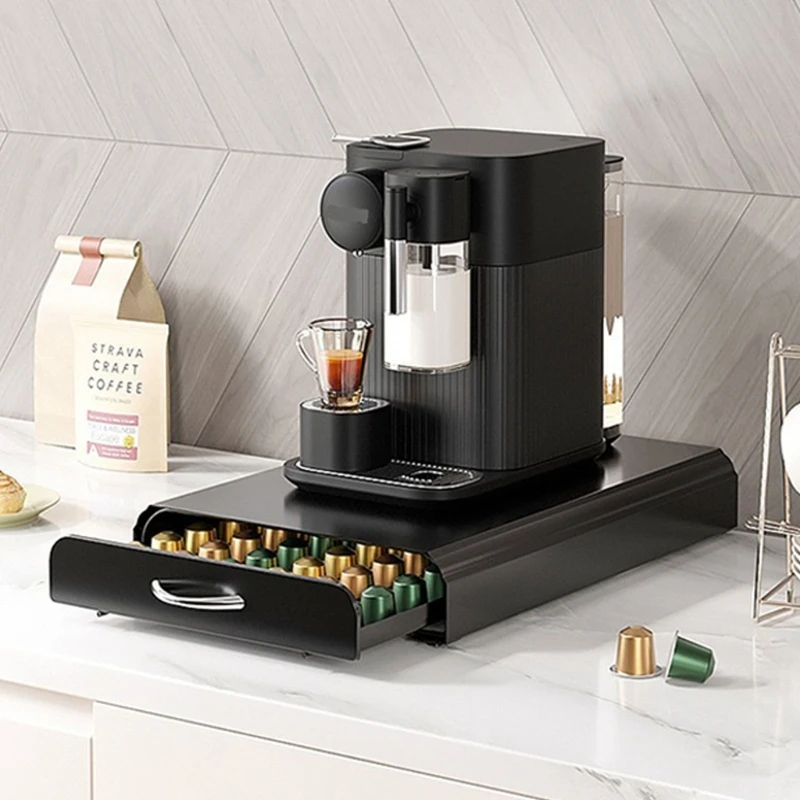 Multifuntional Coffee Display Rack Coffee Pods Storage Box Metal Texture Pods Display Stand Suitable for Table