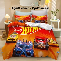 Parure de lit Hot-Wheels motif dessin animé pour adultes et enfants, housse de couette et taies d'oreiller 3