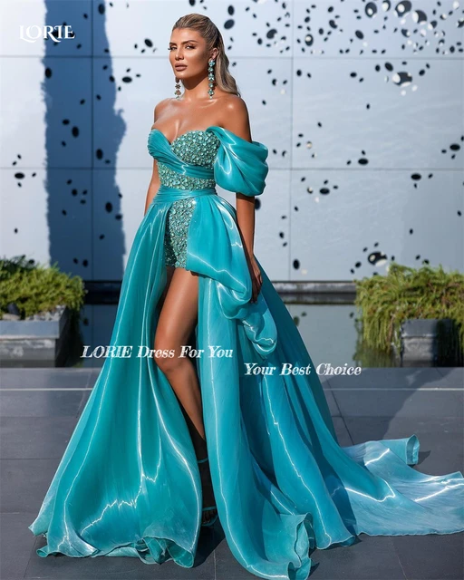 Simple Blue Satin A-line V-neck Long Prom Dresses MP785 | Musebridals