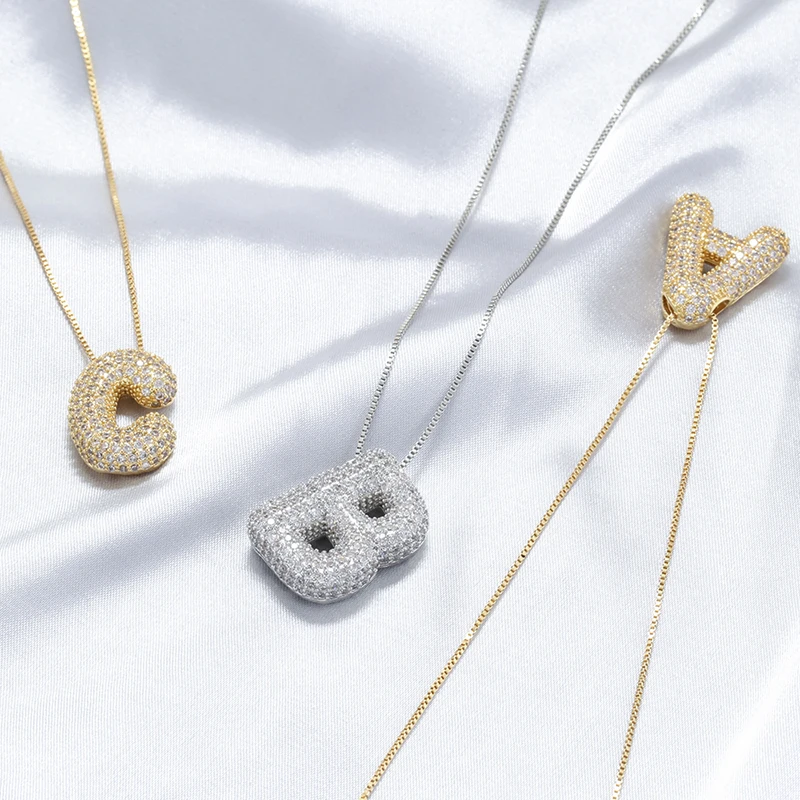 Zirconia A-Z letters necklace chain necklace