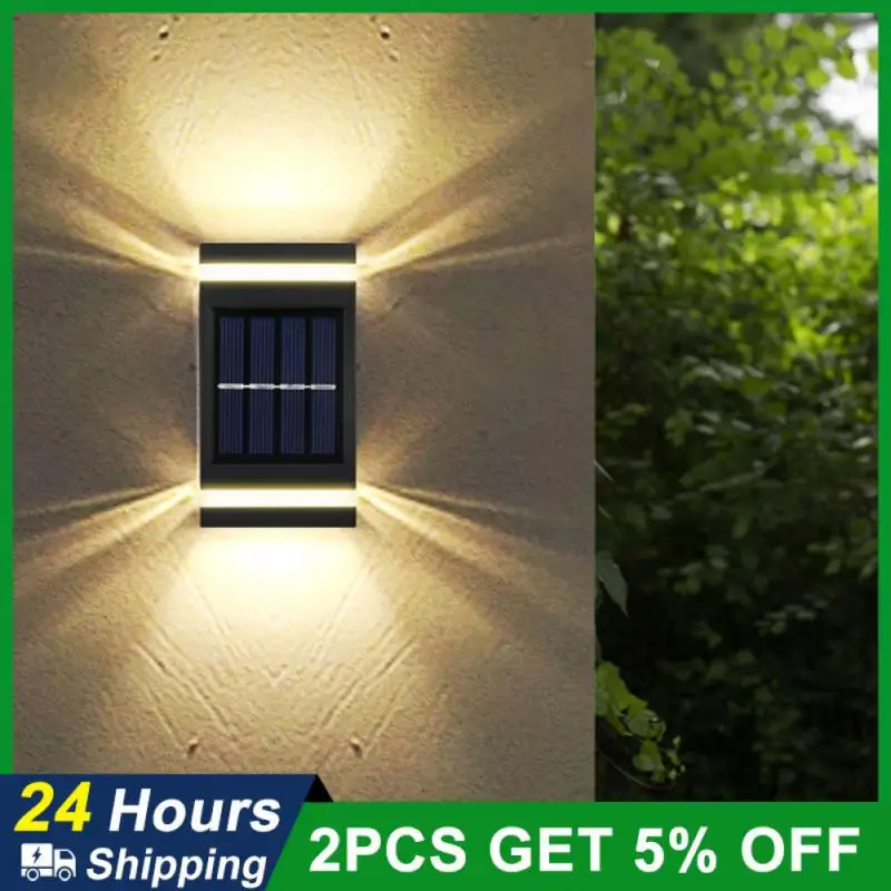 

Освещение для сада на солнечной энергии, водонепроницаемое черное энергосберегающее внешнее яркое освещение, внешнее настенное бра