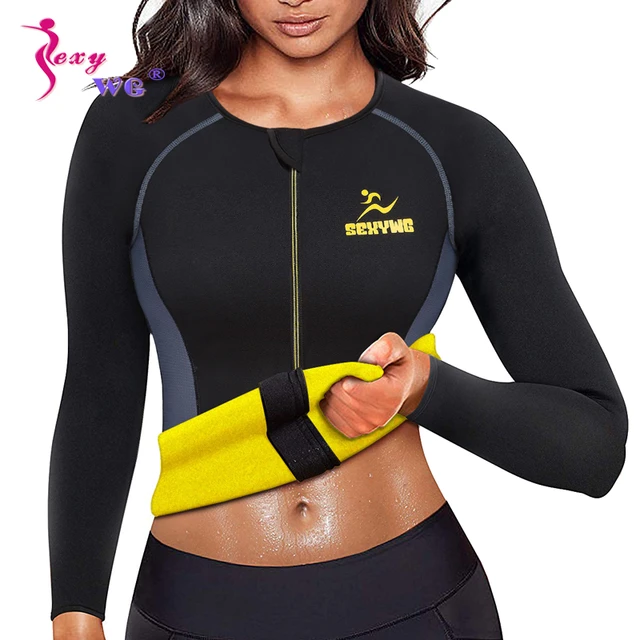 Sexywg Modelador Corporal De Neoprene, Camisa Modeladora Apertada Feminina  De Manga Longa Com Zíper E Sauna - Camisas P/ Ioga - AliExpress