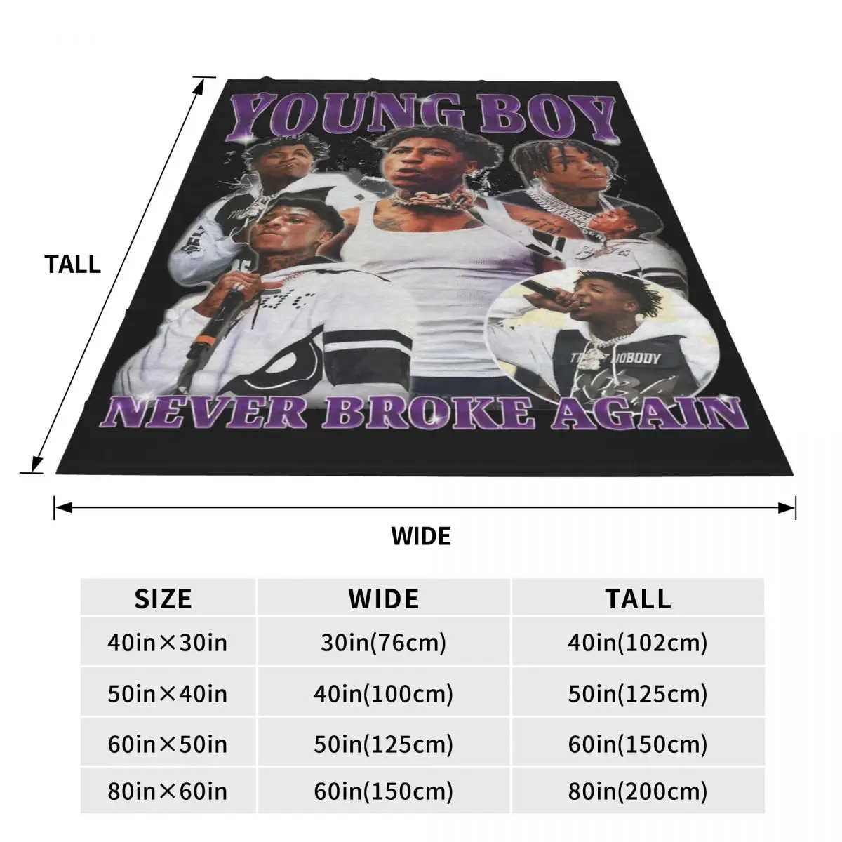 Rapper Youngboy Never Broke Again Blanket Fleece Summer Breathable Warm Throw Blankets for Bedding Bedroom Rug Piece 5