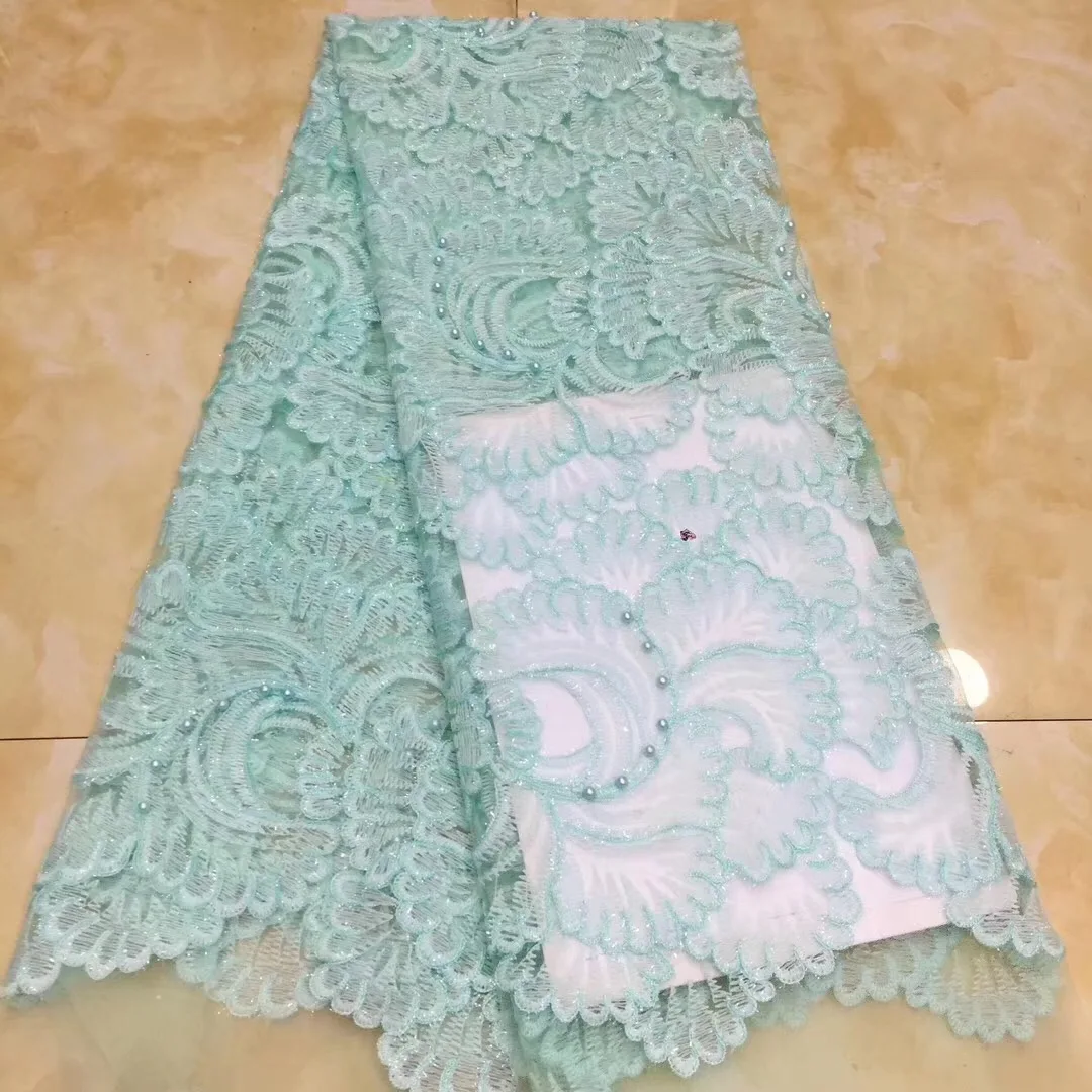 Sky Blue African Lace Fabric 2021 High Quality Swiss Voile Lace In Switzerland African Tulle Lace Materials For Man