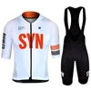 White Syn Summer breathable and comfortable men's cycling Set Short Sleeve Jersey And Bib Shorts Red Logo MTB Clothing 2