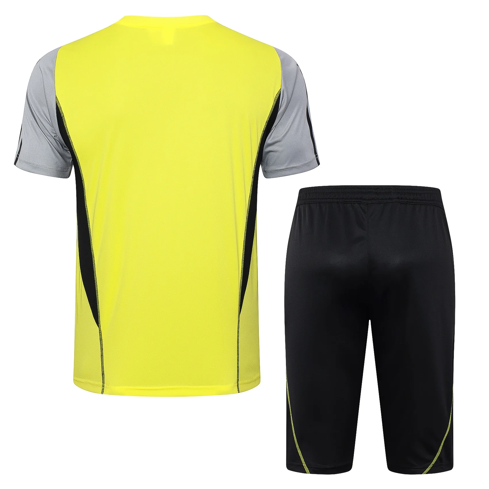 Adidas Soccer Jerseys Men Durable Versatilecropped Trousers Short-sleeved Comfortable Training Suit Yellow and Black
