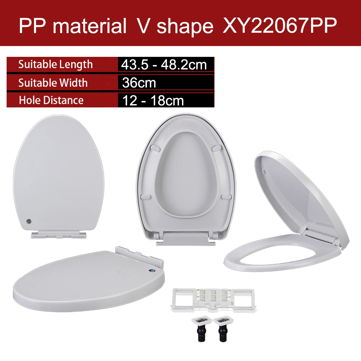 

Universal V Shape Elongated Slow Close WC Toilet Seats Cover Bowl Lid Top Mounted Quick Release PP Board Soft Closure XY22067PP