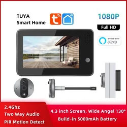 Tuya Smart Home Wireless Wifi Video Doorbell 4.3inch HD 1080P Ring Bell Security-protection Peephole Door Intercom with Camera