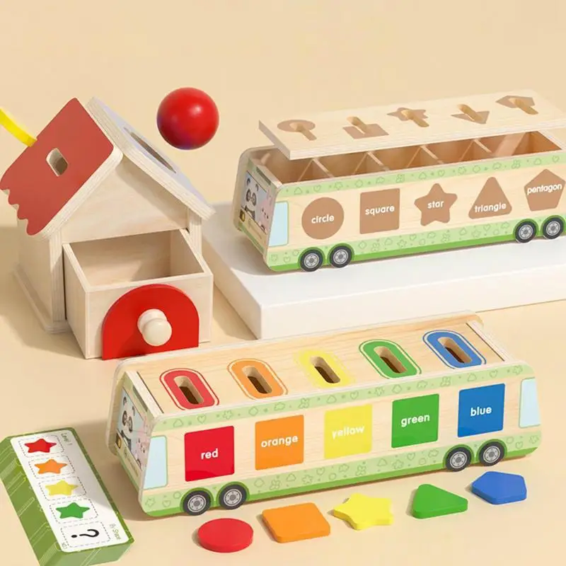 

Color Shape Sorting Matching Toy Wood Recognition Game For Matching Geometric Shapes Portable Educational Learning Fine Motor