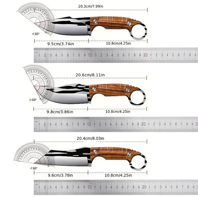3Pcs Viking knife Chef Knife Japan Kitchen Meat Cleaver Butcher Boning Knife BBQ 6