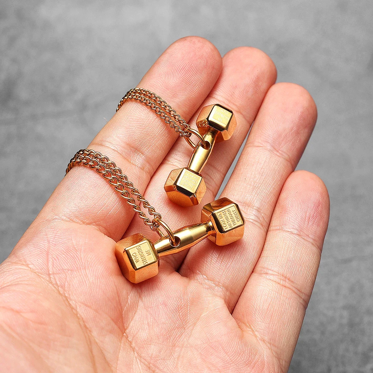 Dumbbell Fitness Gym Men Necklaces Stainless Steel Pendant Chain Women Simple Jewelry Hip Hop Punk Fashion Wholesale Dropshiping 5