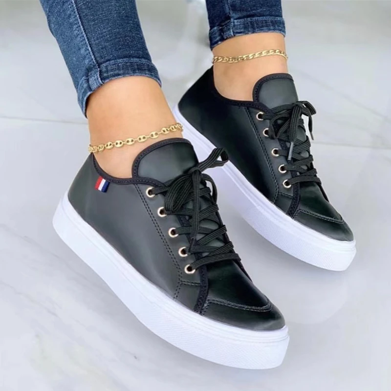 2022 Women Casual Shoes New Spring Woman Shoes Fashion White Sneakers Breathable Lace-up Ladies Sneakers Vulcanize Shoes Female