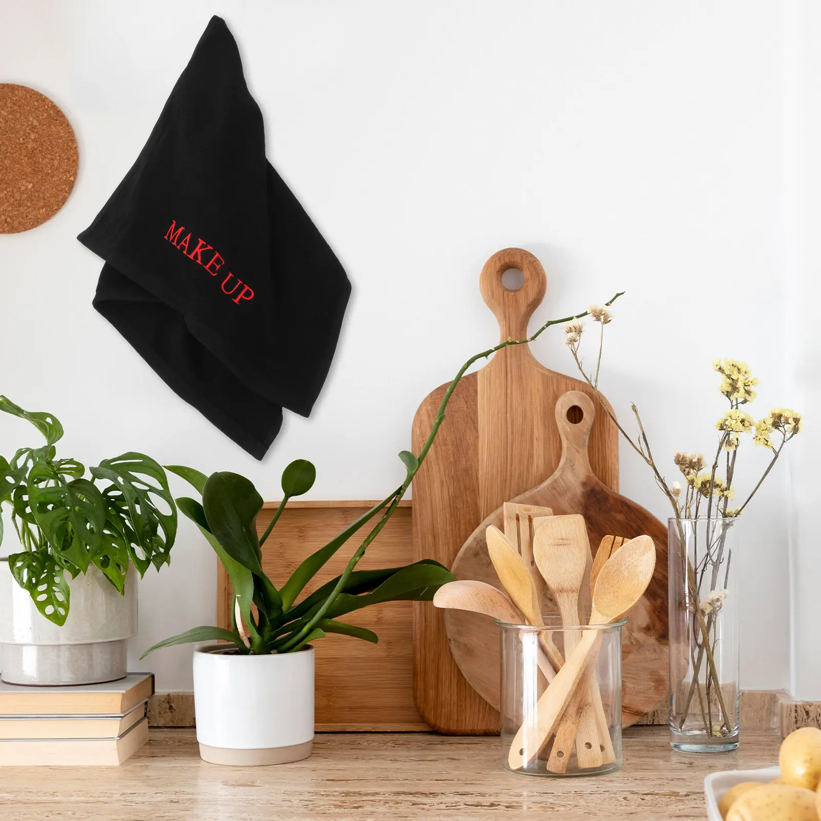 대형 면 화장대 매트 75x35cm 뷰티 카운터 보호대 데스크 정리 패드 (화장대, 데스크탑, 노트북 스테이션용)