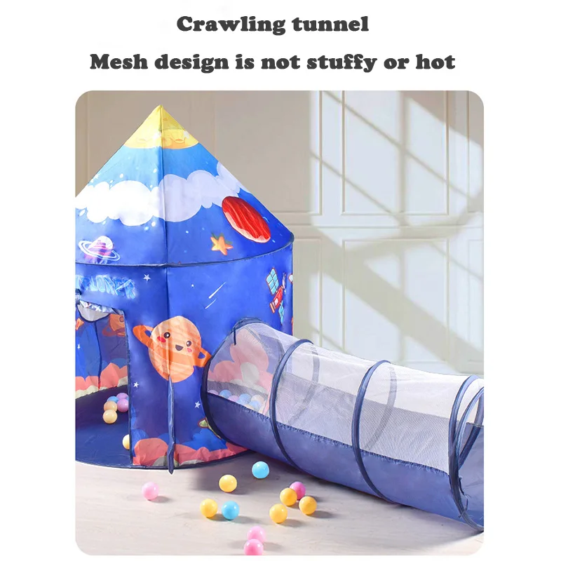 3 in 1 Portable Kids Tent Children's Camping Tent Kids Beach Tent Ocean Ball Pool Pop-up Tent Baby Crawling Tunnel Play House 3