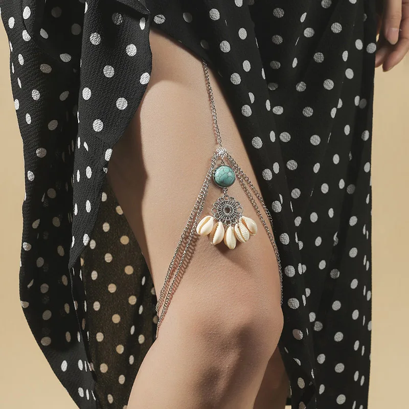 Women Bohemian Thigh Chain For Girls Layered Exotic Body for Beach Summer Holiday Party Sexy Jewelry Gift fashion accessories