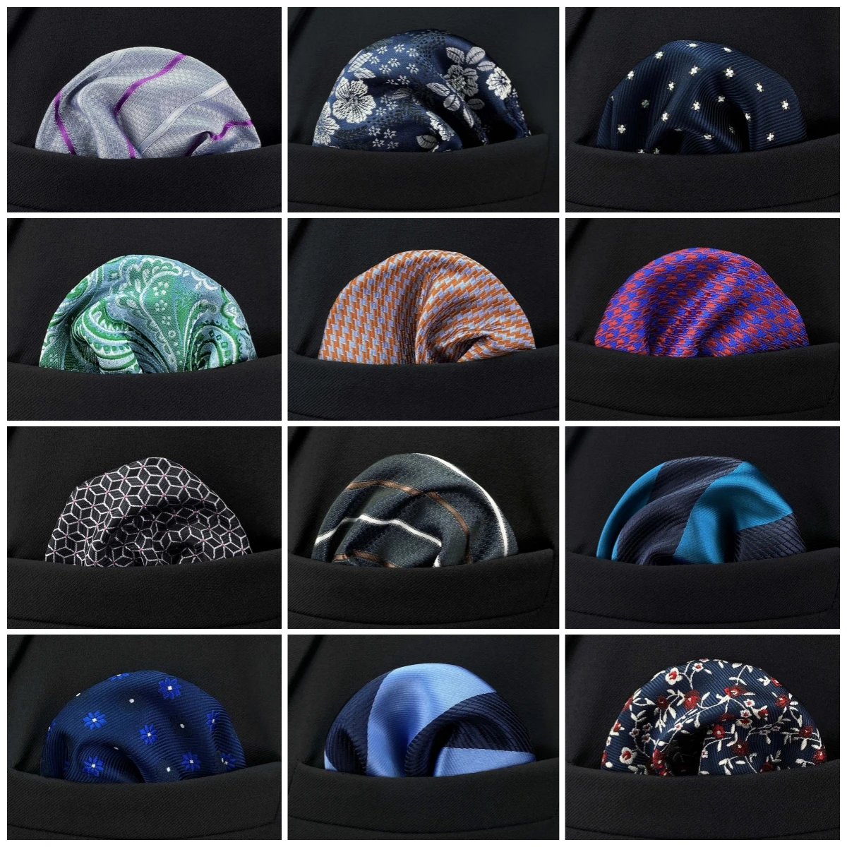 Colorful Mens Pocket Square Multicolor Dot Paisley Classic Wedding Handkerchief Business Jacquard Hanky