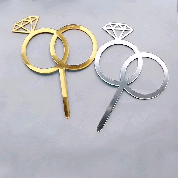 Diamond Ring Wedding Cake Decoration Acrylic Cake Topper Baking Party Favors Wedding Proposal Engagement Party Supplies