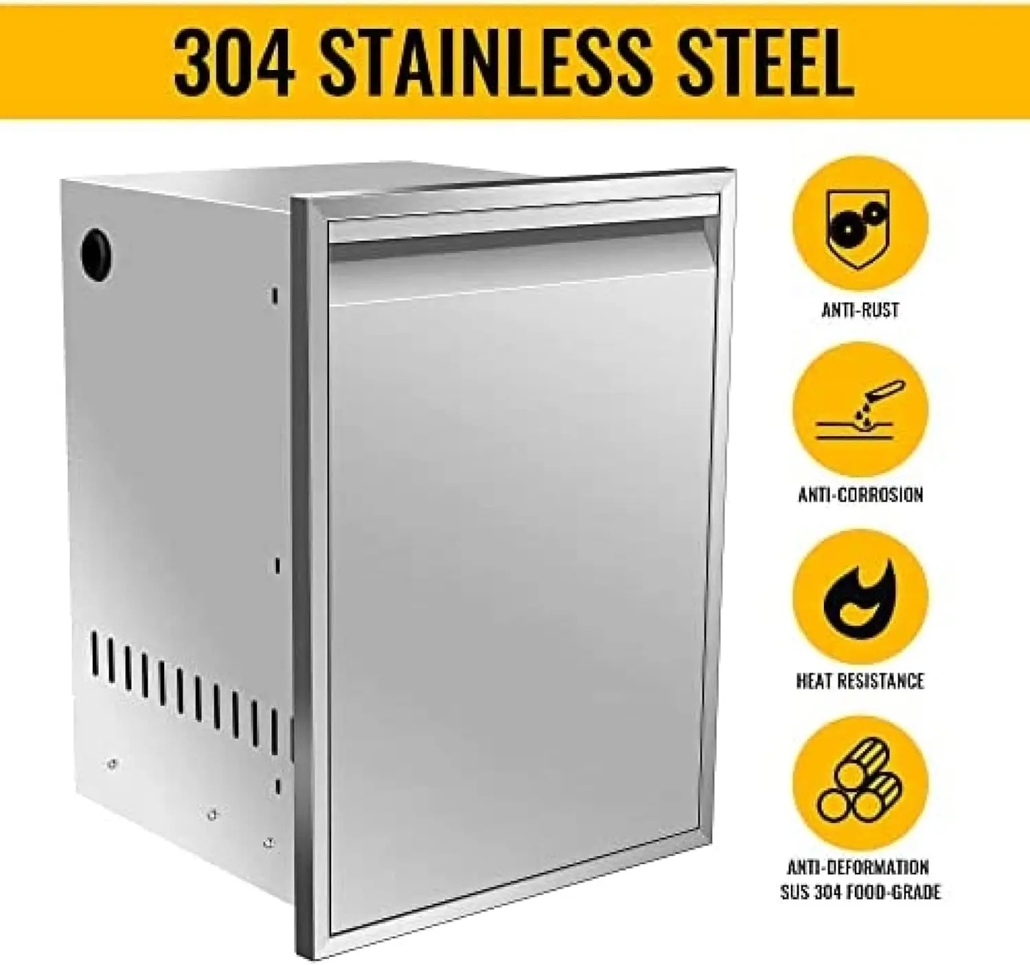 Trash Drawer Built-in Pull-Out Tray Stainless Steel Trash Drawer Storage Trash Bin(10 Gallons)(Not Included) for Outdoor Kitchen 4