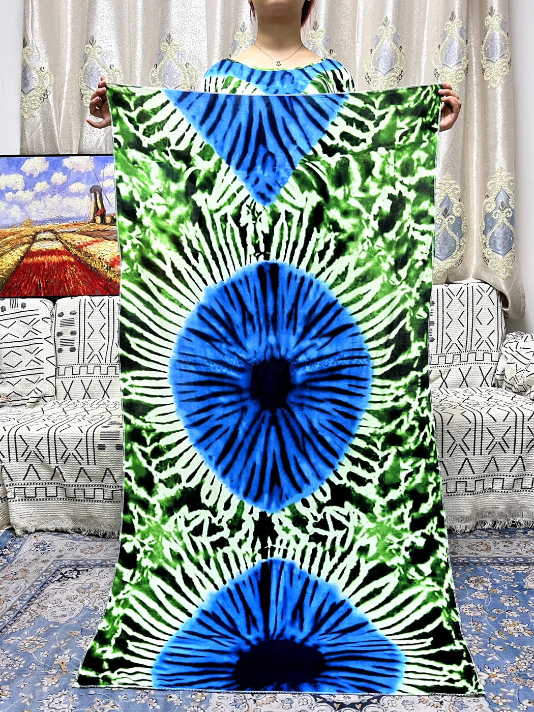 Muslim Cotton Abayas For Women Dubai 2023 Printed Floral Loose Femme Robe African Islam Nigeria Dress With 170x60cm Shawl Scarf