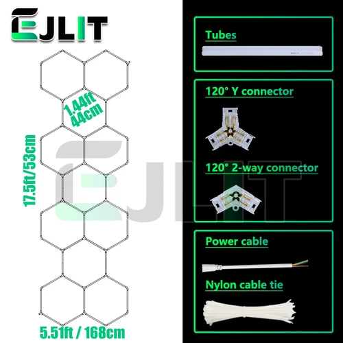 벌집 LED 조명 차고 조명 육각 LED 램프, 110V-240V LED 튜브 천장 조명, 자동차 차체 수리 LED 작업장 3