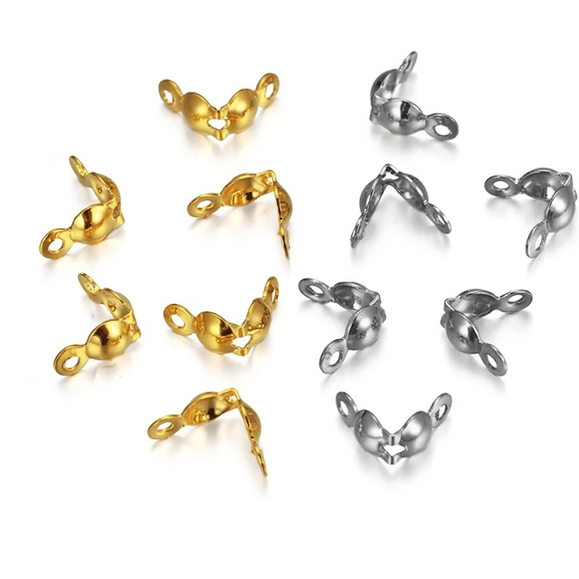 Stainless Steel Calotte End Crimping Beads  Stainless Steel Connector  Clasp - Jewelry Findings & Components - Aliexpress